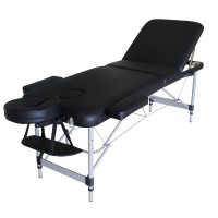 Kinefis Aluminum folding stretcher: three bodies, adjustable head, rounded edges, 186 x 60 cm (Blue or black color)